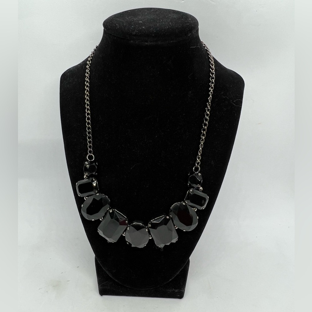 Style & Co. Statement Necklace featuring Large Black Stones on a Black Chain
